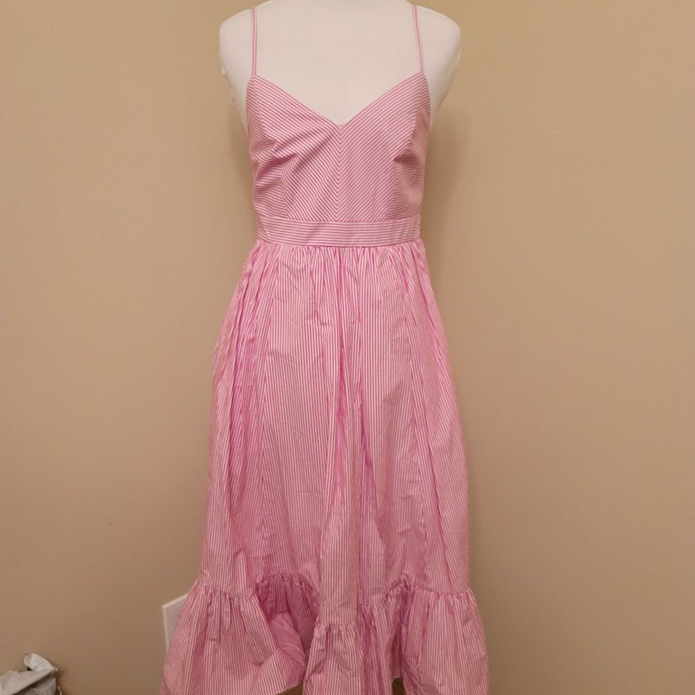 NWT J.Crew size 00 spaghetti strap dress red white stripe cotton